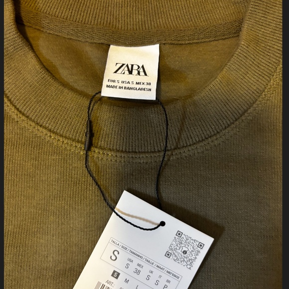 Zara khaki long sleeve brushed top sweatshirt NWT - Picture 5 of 9